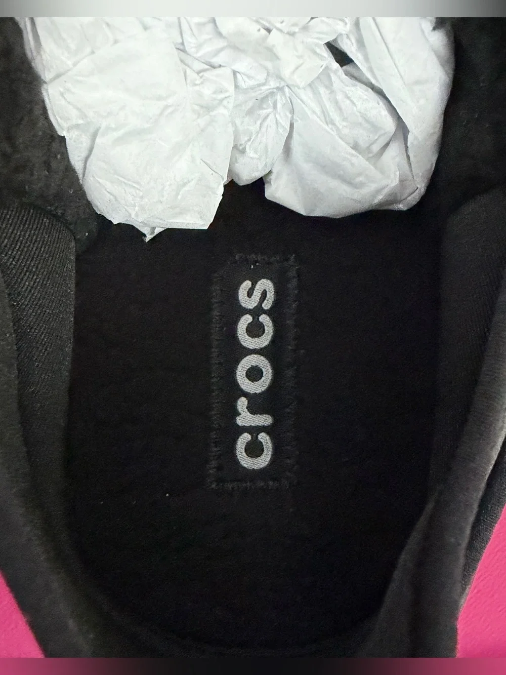 CROCS Kids Unisex Black Quilted Slip-On Lined Puff Moccasins Youth 5. NWT
